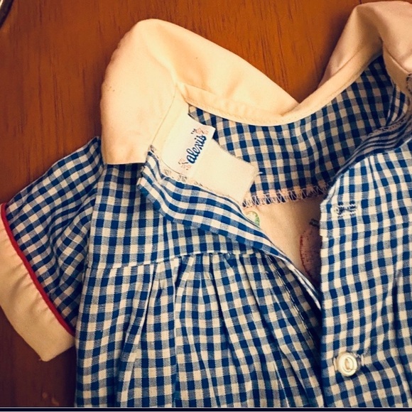 Vintage Alexis Blue Gingham Baby Romper with Apple Embroidery Romper Size 3-6 M - Picture 6 of 6